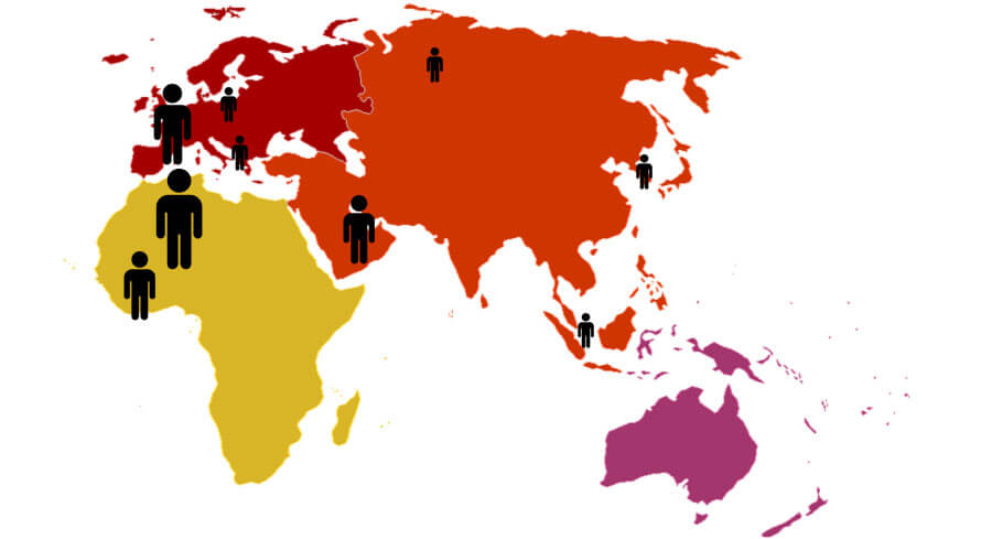 carte du monde montrant notre zone d'exportation